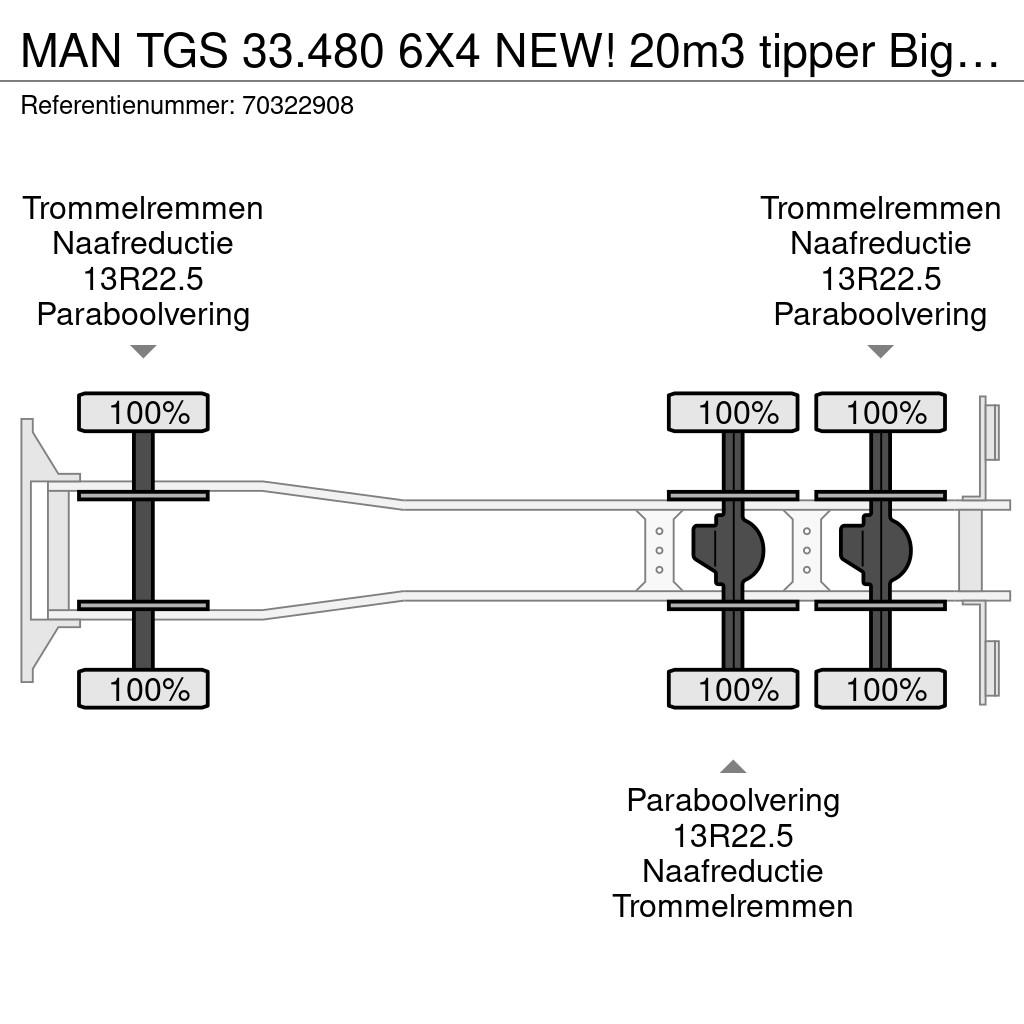 MAN TGS 33.480 6X4 NEW! 20m3 tipper Big-Axle Steel sus شاحنات قلابة