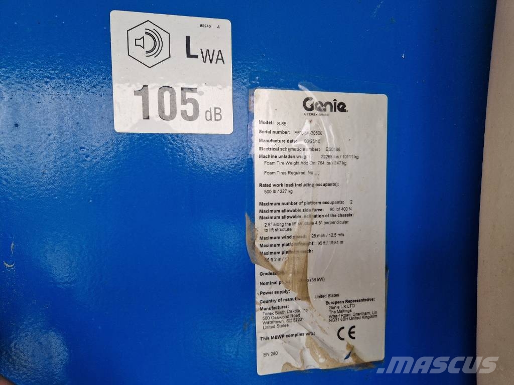 Genie S 65 jak JLG 660SJ M495 Teleskopiskie pacēlāji