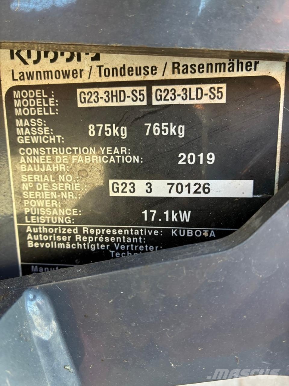 Kubota G23 Reitermäher