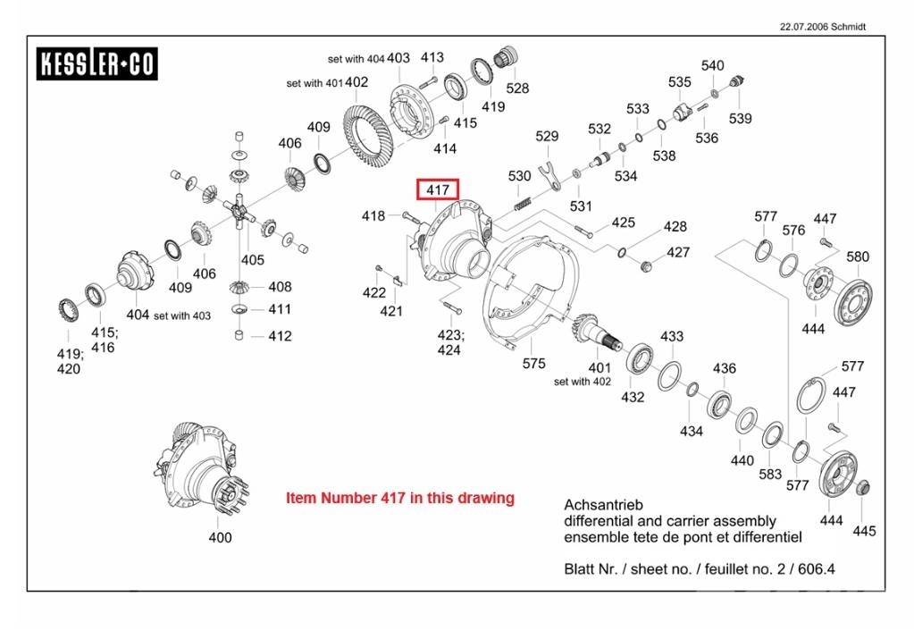 Liebherr / TADANO FAUN / TEREX Differential Carrier Part Nu Εξαρτήματα και εξοπλισμός για γερανούς