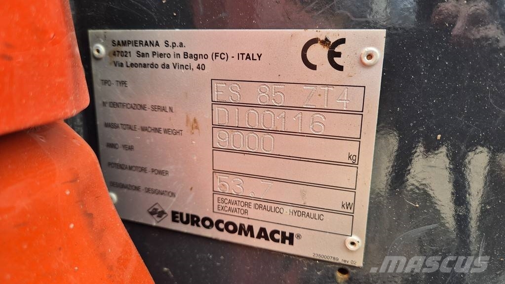 Eurocomach ES85ZT - 6 SIDED PLOUGH - 2018 YEAR - 2960 HOURS Midi rýpadla 7t - 12t