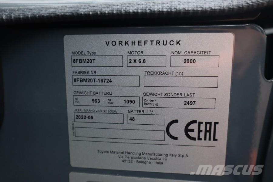 Toyota 8FBM20T Valid inspection, *Guarantee! Electric, 47 Dizelski viljuškari