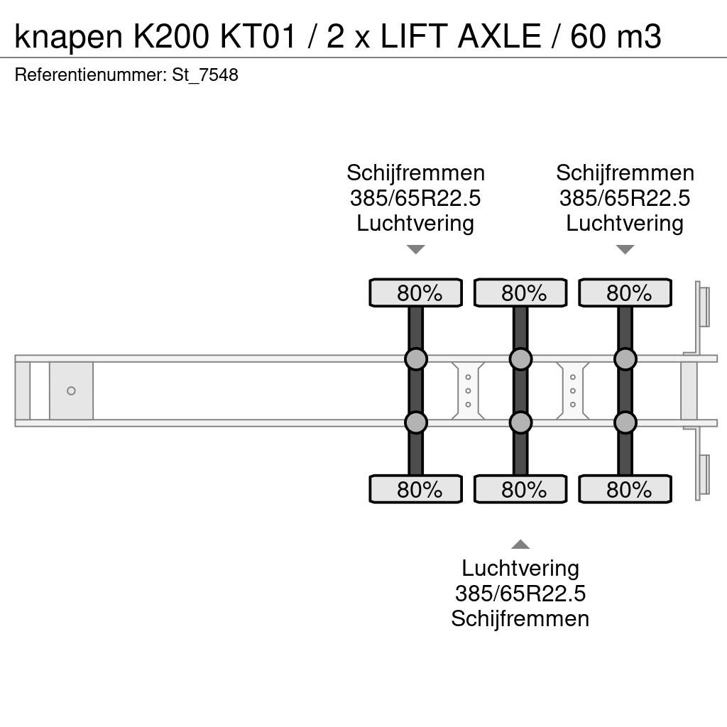 Knapen K200 KT01 / 2 x LIFT AXLE / 60 m3 Kayar zemin yarı römorklar