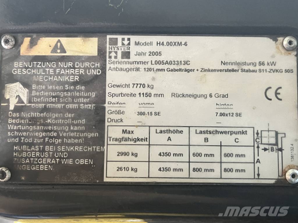 Hyster H4.00XM-6 V-2666 EO Empilhadores Diesel