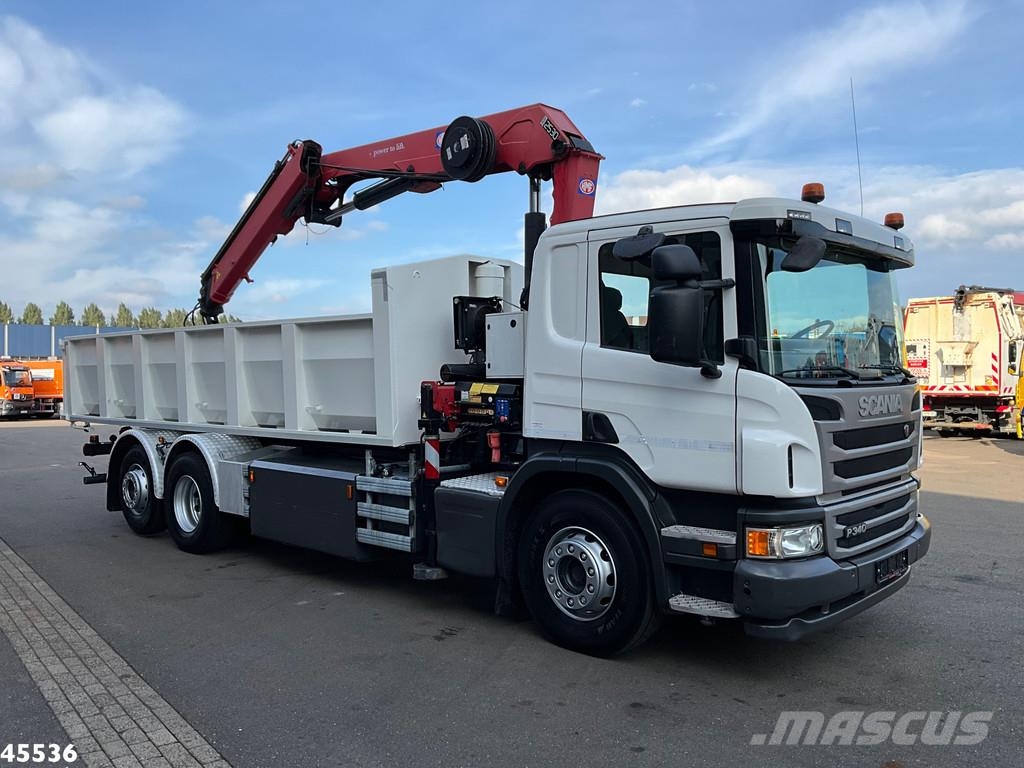 Scania P 340 Euro 6 CNG HMF 25 Tonmeter laadkraan Kiper tovornjaki