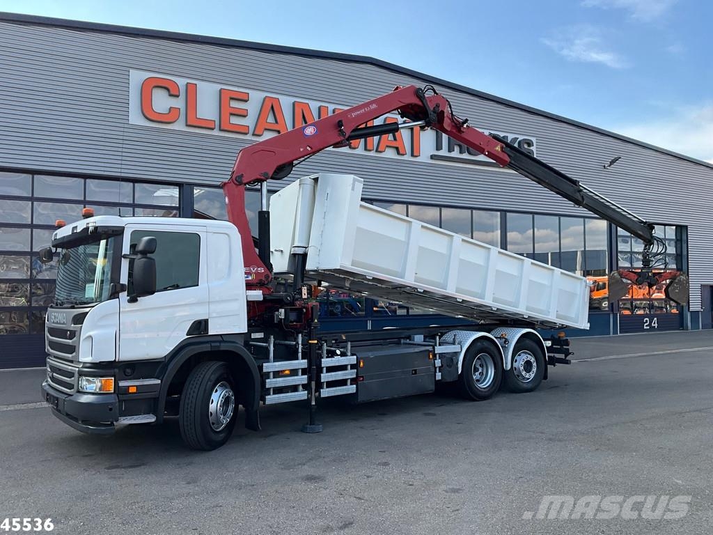 Scania P 340 Euro 6 CNG HMF 25 Tonmeter laadkraan Kiper tovornjaki