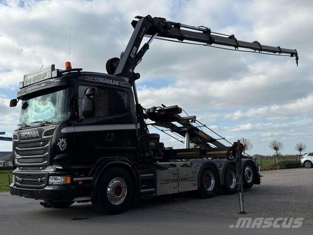 Scania R580 V8 8x4 !!TRIPLE HIAB 24 TM CRANE!!CONTAINERSY Camiones elevadores de gancho