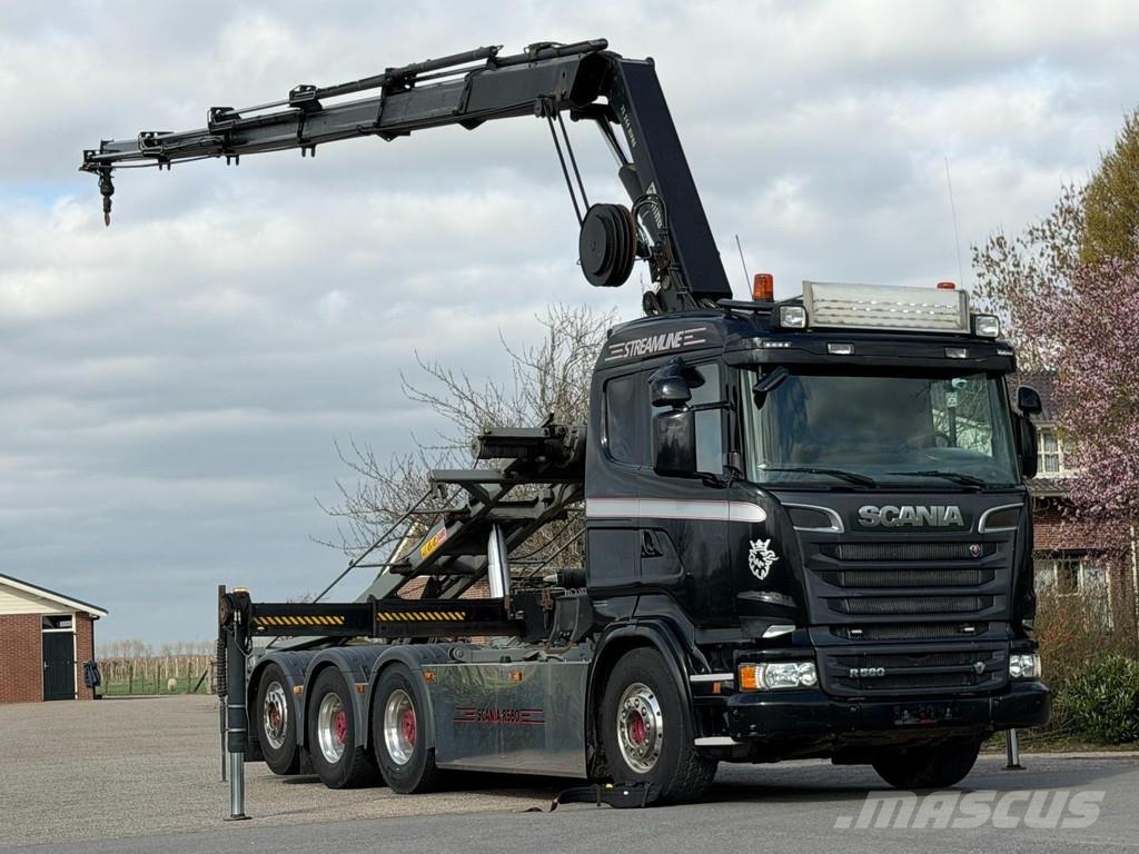 Scania R580 V8 8x4 !!TRIPLE HIAB 24 TM CRANE!!CONTAINERSY Camiones elevadores de gancho