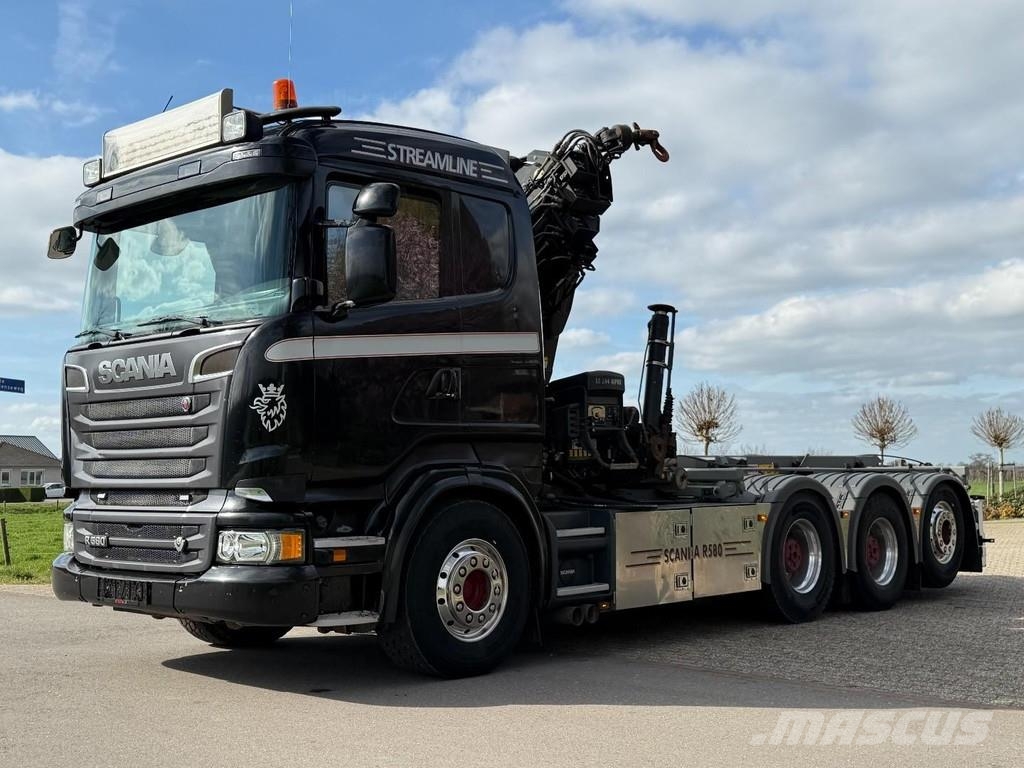 Scania R580 V8 8x4 !!TRIPLE HIAB 24 TM CRANE!!CONTAINERSY Camiones elevadores de gancho
