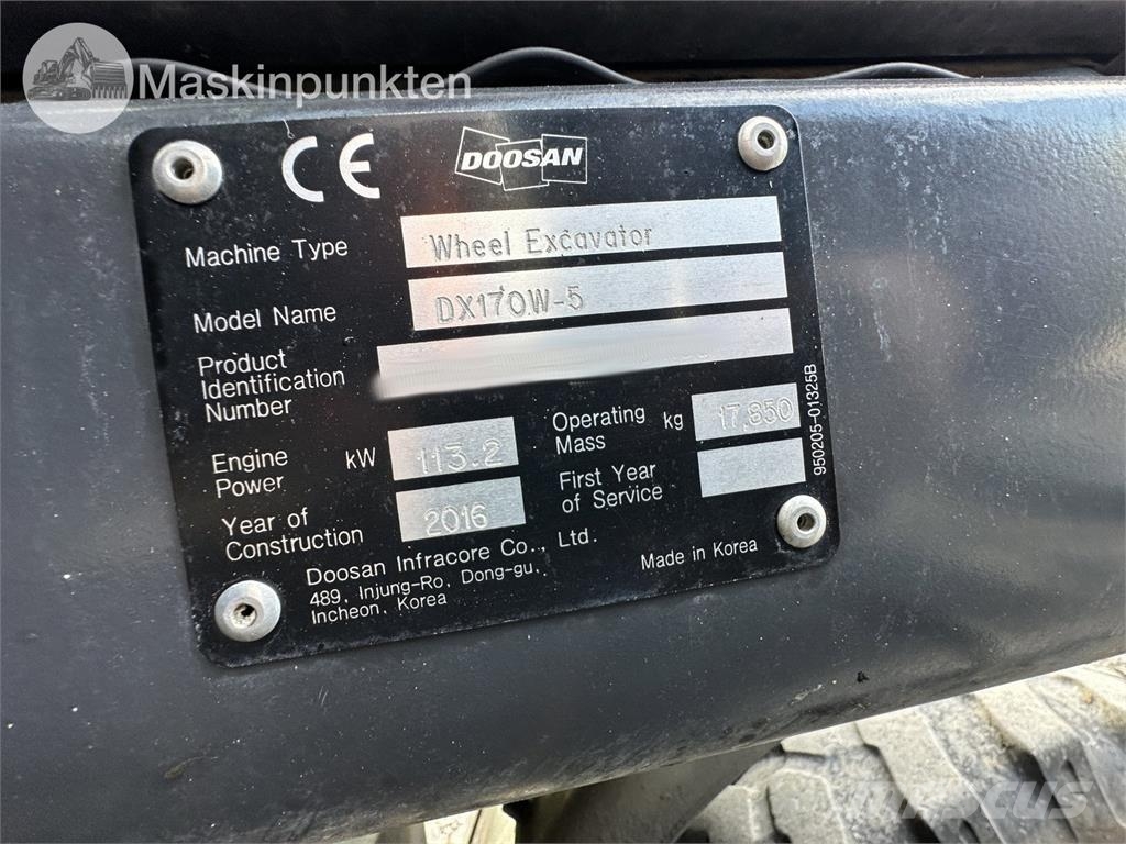 Doosan DX170W-5 Hjulgravere