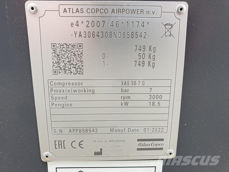 Atlas Copco XAS 58-7 G 6 WHEELS N.B. Kompressoren
