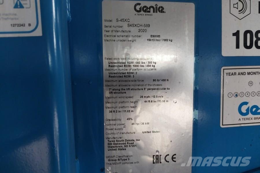 Genie S45XC Valid inspection, *Guarantee! 15.5m Working Telescoophoogwerkers