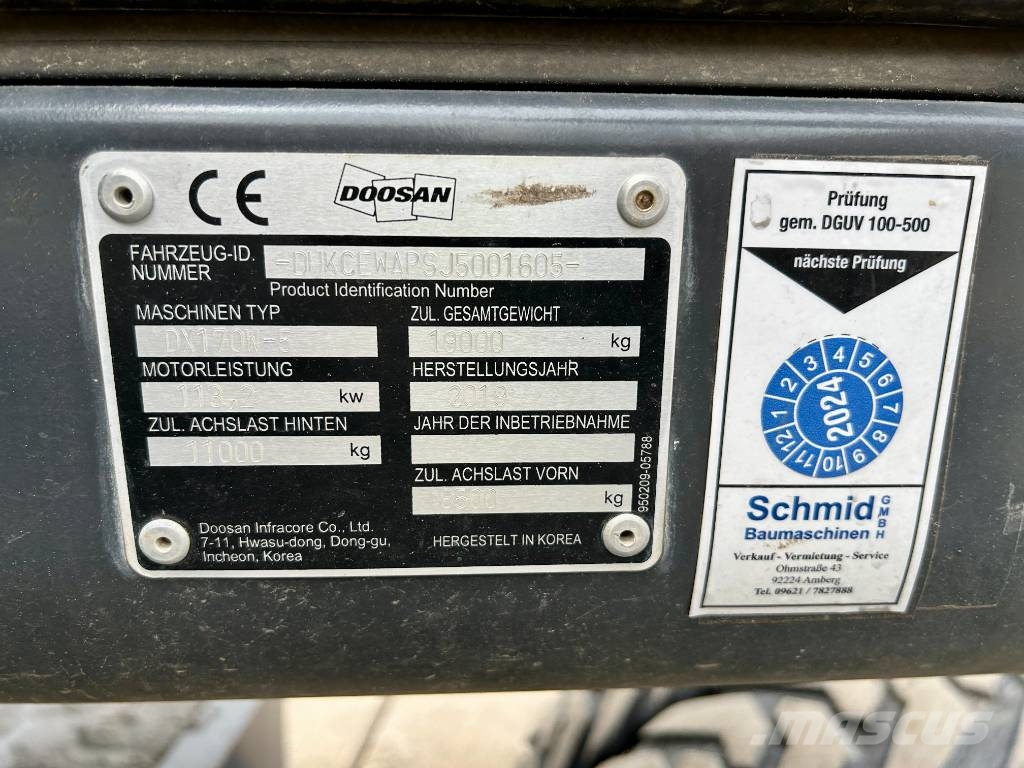 Doosan DX 170 W - 5 Pelle sur pneus