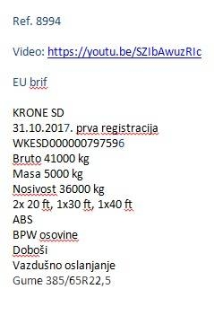 Krone SD Kontejnerske polprikolice