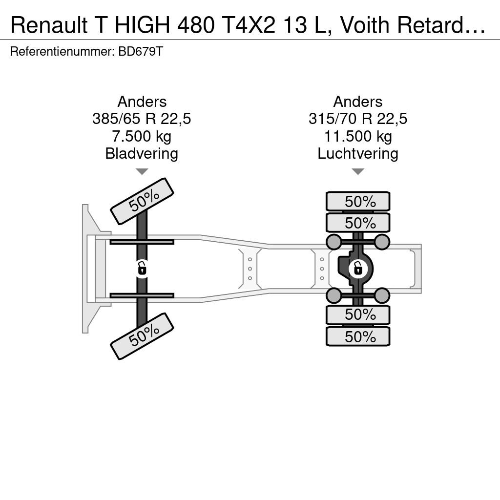 Renault T HIGH 480 T4X2 13 L, Voith Retarder, Full options Cavalos mecânicos