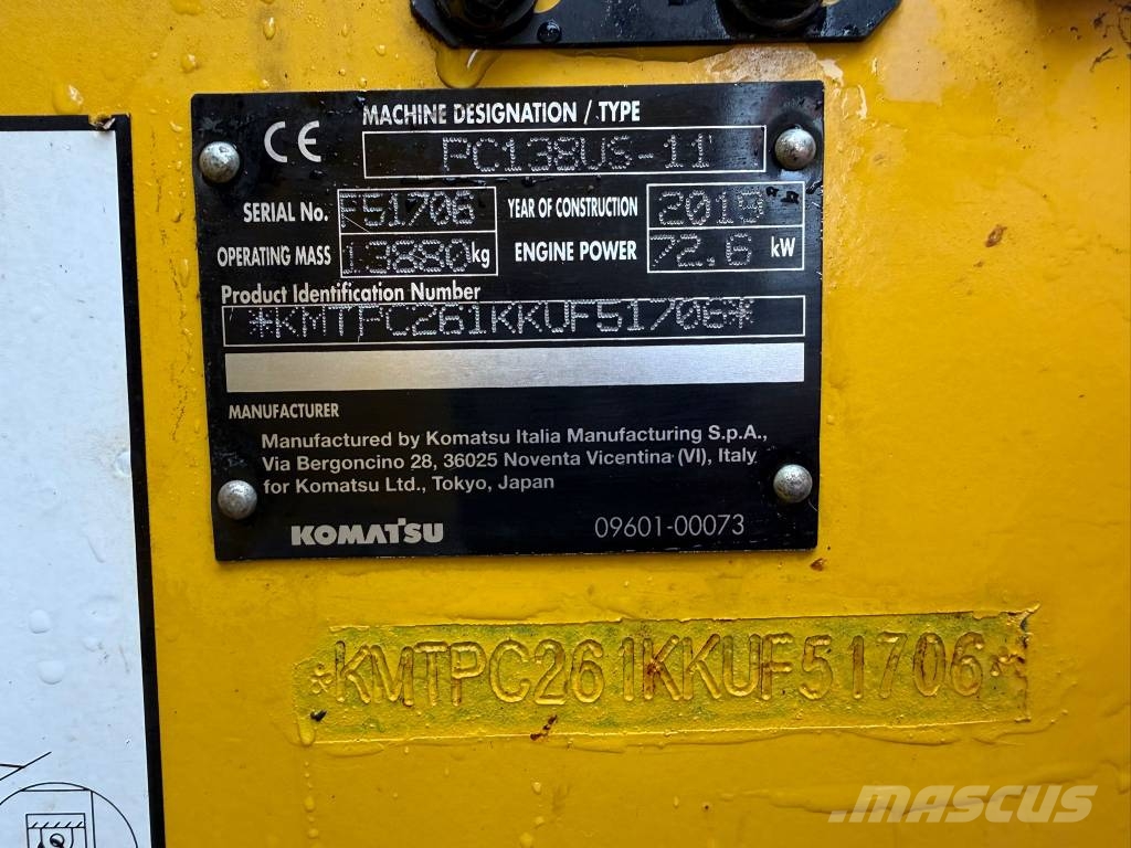 Komatsu PC 138 US-11 / BJ.2019 / 6100H/ZSA/Alle Leitungen Excavadoras sobre orugas