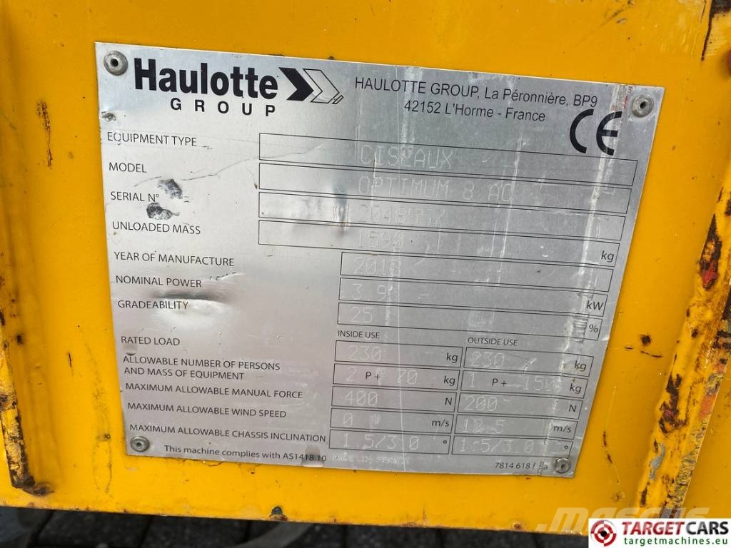 Haulotte Optimum 8 AC Electric Scissor Work Lift 777cm Scheren-Arbeitsbühnen
