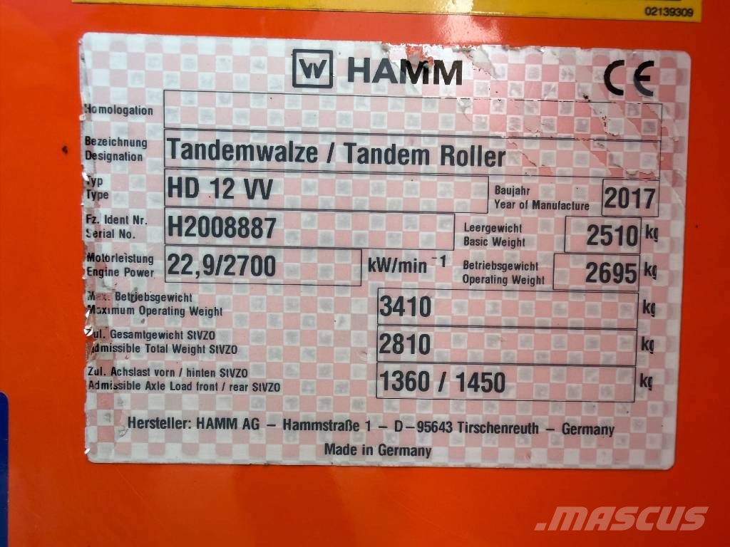 Hamm HD12 VV Dvojni valjarji