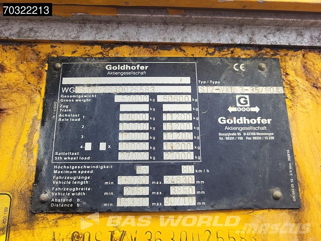 Goldhofer STZ-VKL-3-35/80A Extendable Gooseneck نصف مقطورة مسطحة منخفضة