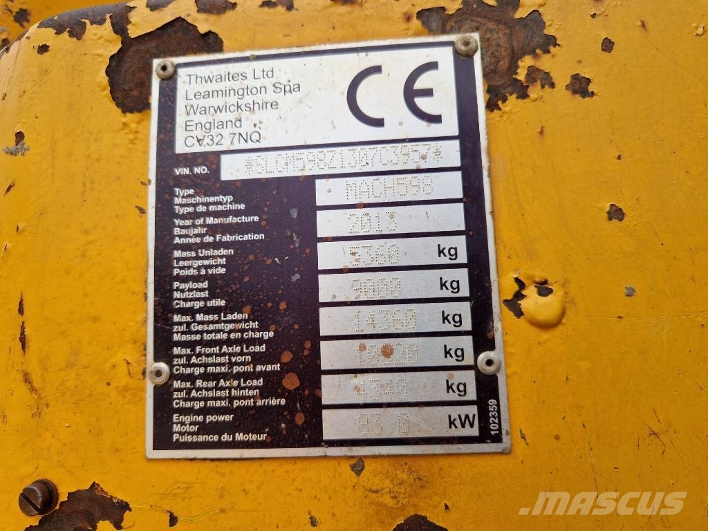 Thwaites 9t * MACH 598 * swivel dumper * Statybiniai savivarčiai sunkvežimiai