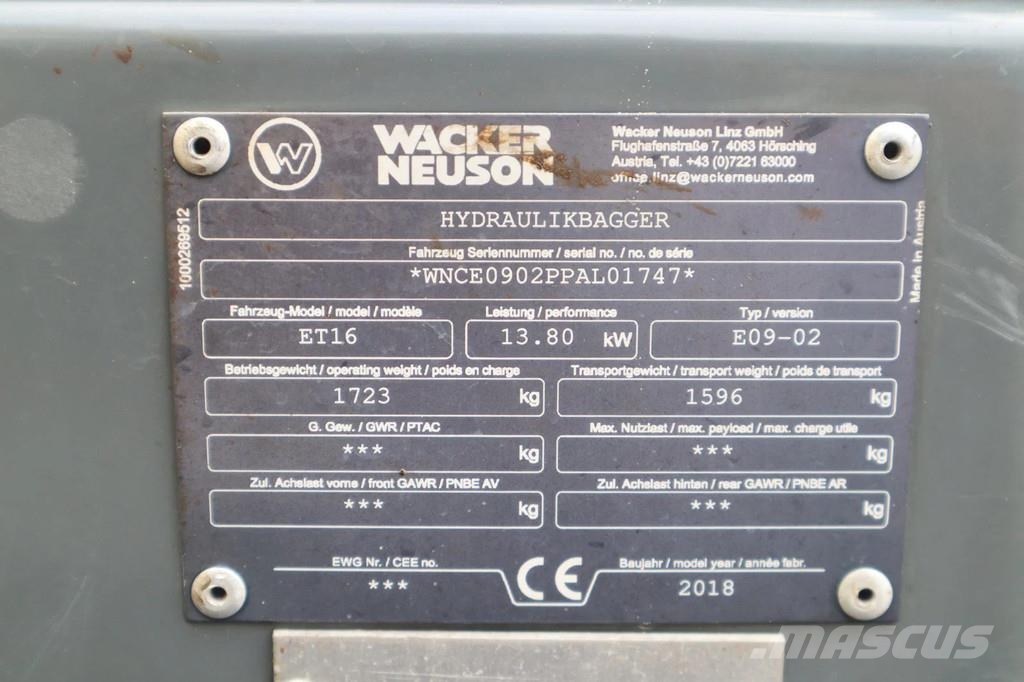 Wacker Neuson ET16 | DUTCH LOW HOURS | 3 BUCKETS | HYDR. QC Minigraafmachines < 7t