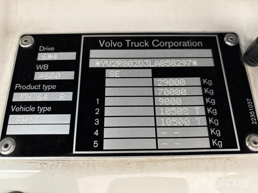 Volvo FH 16 650 6x4 HYDRAULICS / TANDEM AXLE LIFT Kokvedēji