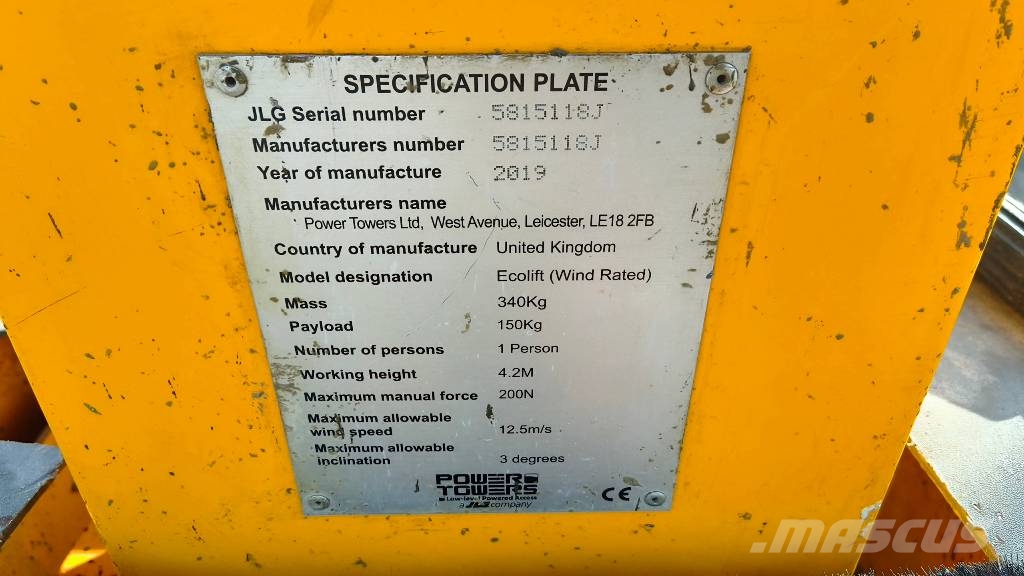 JLG Power Tower EcoLift Мачтовые рабочие платформы