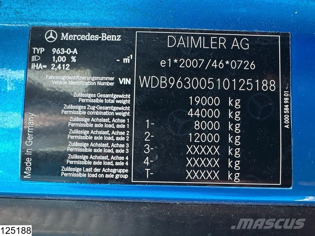 Mercedes-Benz Actros 1843 EURO 6, PTO Chassis met cabine