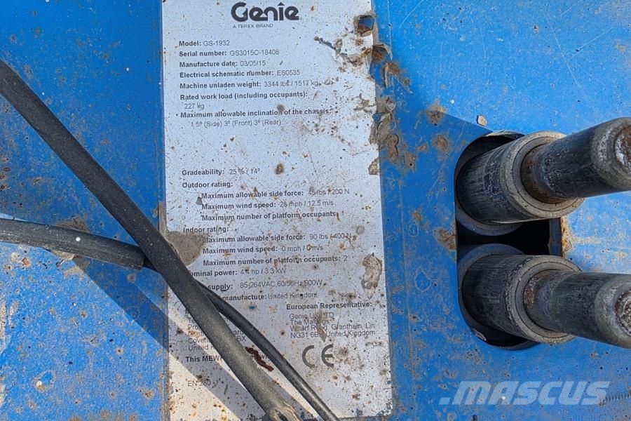 Genie GS1932 Electric, Working Height 7.8 m, 227kg Capac Schaarhoogwerkers
