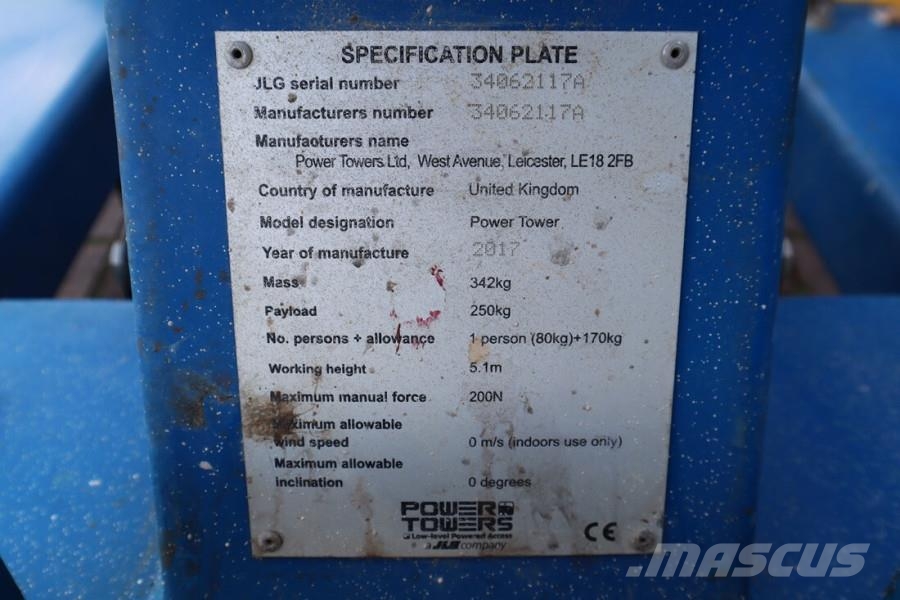 JLG Power Tower Electric, 5.10m Working Height, 250kg Kuukulkijat
