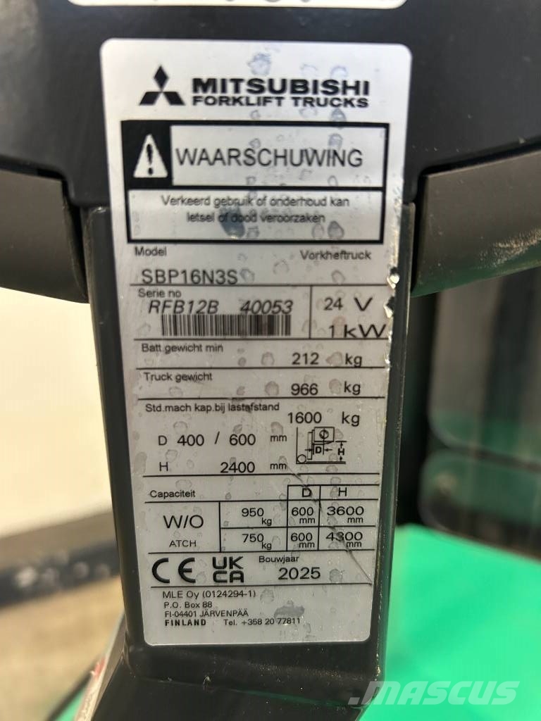 Mitsubishi SBP 16 N3S Käyden ajettavat pinoamistrukit