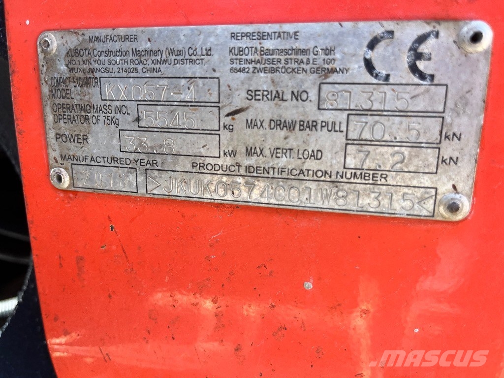 Kubota KX 057-4 حفارات صغيرة أقل من 7 طن (حفارات صغيرة)