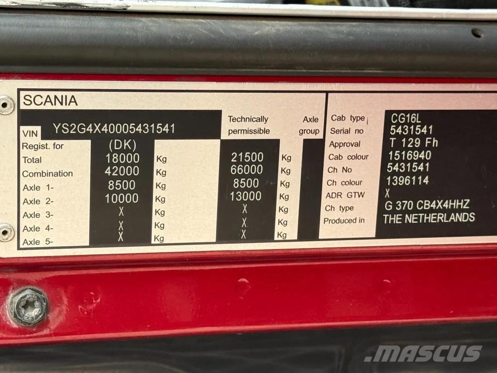 Scania G370 4X4 EURO 6 - PALFINGER PK9002 EH + REMOTE CON 덤프 트럭