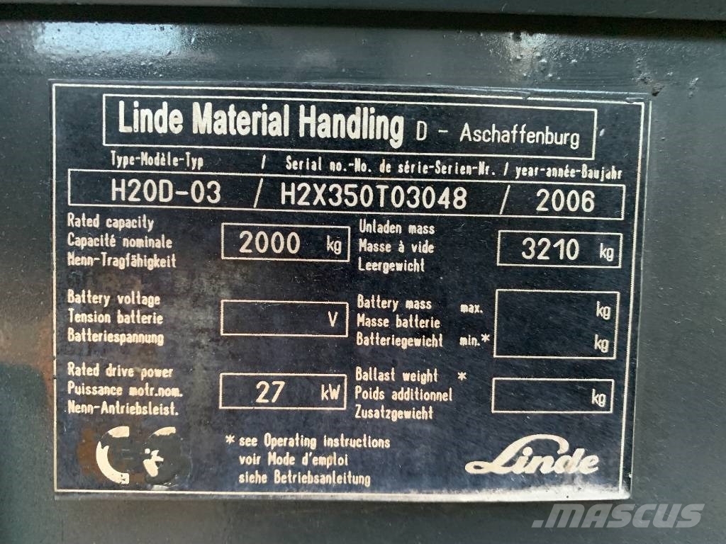 Linde H20D V-3337 OB LPG heftrucks