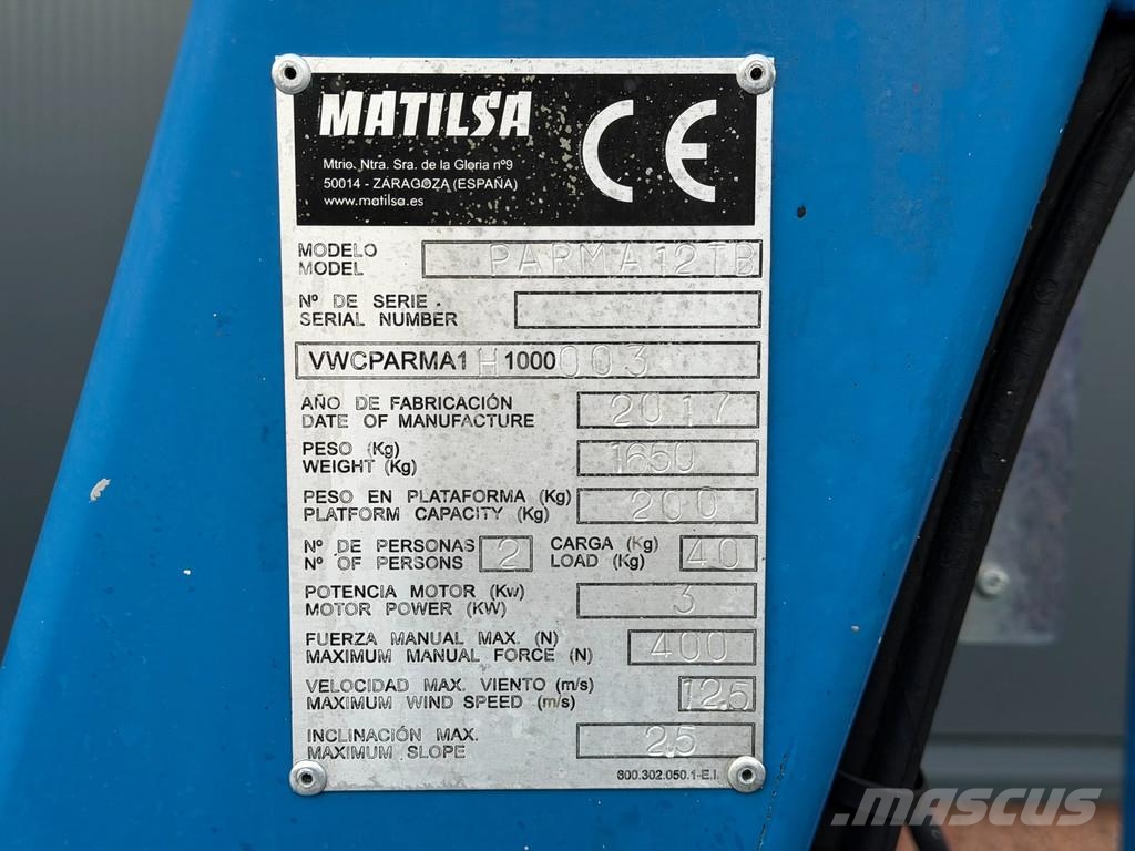 Niftylift Matilsa Parma 12TB 12 meter 2017 Mazgabarīta treileri