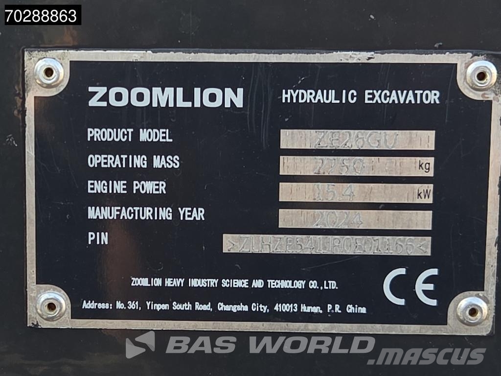 Zoomlion ZE26 GU GARANTÍA – ENFRIADOR ESTACIONARIO - 3 CUCH Miniescavadeiras < 7t (Mini escavadeiras)