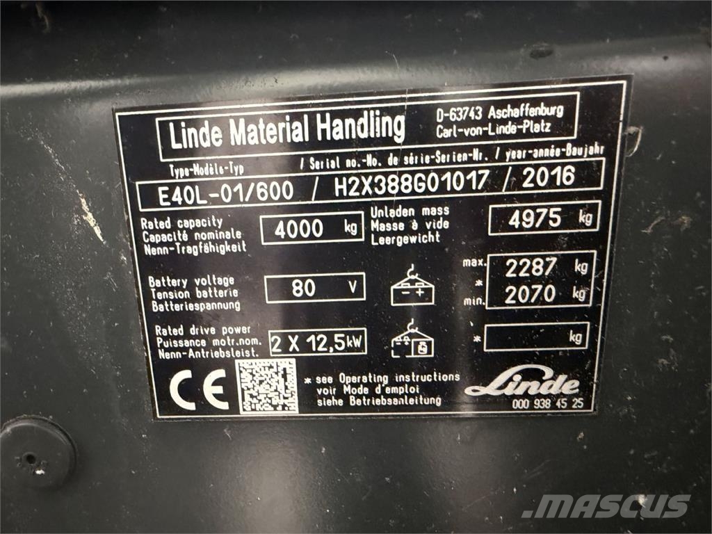 Linde E40L-01/600 Elektrische heftrucks