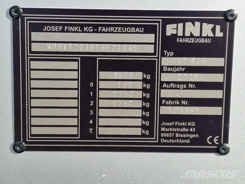 Finkl VAT 3.5T Livestock trailer - 7.07M2 - NEW - Gyvulių pervežimo priekabos