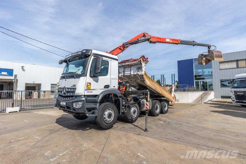 Mercedes-Benz AROCS 3243 BB+BIBENNE+ BAE HYDR+FASSI 16T/m+2EXT Camion benne
