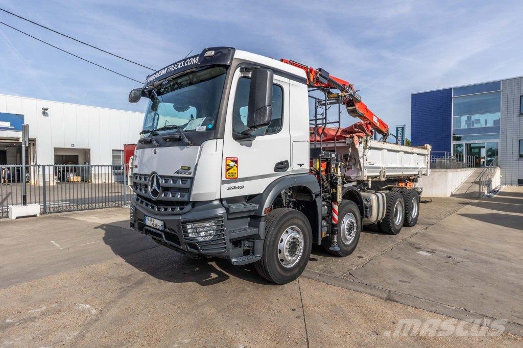Mercedes-Benz AROCS 3243 BB+BIBENNE+ BAE HYDR+FASSI 16T/m+2EXT Camion benne