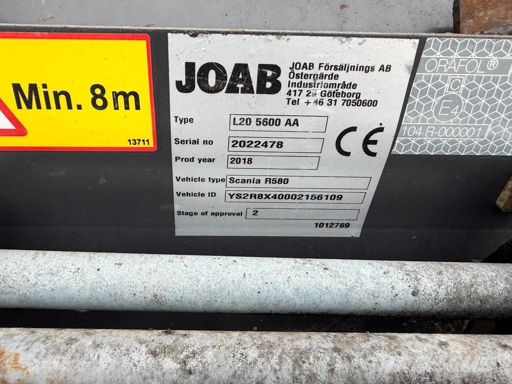 Scania R580 6X2 EURO6 + RETARDER + JOAB LIFT Camion ampliroll