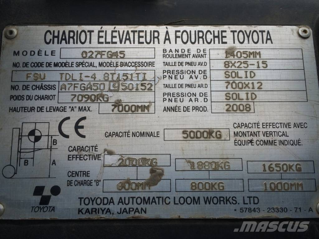 Toyota 7 FG 45 V-2534 OB Gázüzemű targoncák