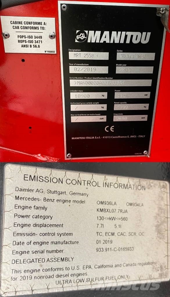 Manitou MRT 2550 Plus Privilège ST4-S2 1er Main endommagé Teleskoplader