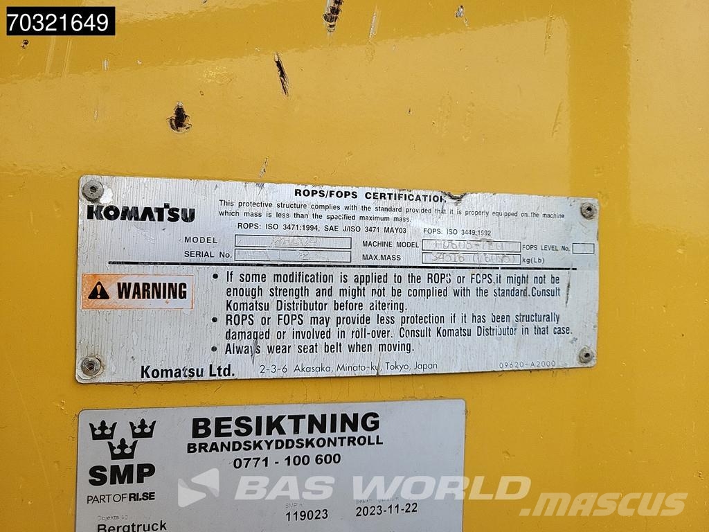 Komatsu HD605 -7E0 Άκαμπτα Dumper με ανατρεπόμενο κάδο