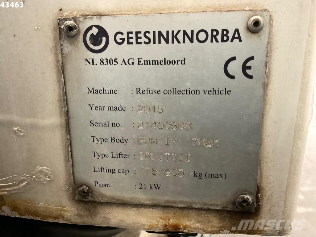 DAF FAG CF 290 Euro 6 Geesink 17m³ Caminhões de lixo