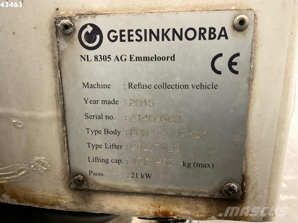 DAF FAG CF 290 Euro 6 Geesink 17m³ Waste trucks