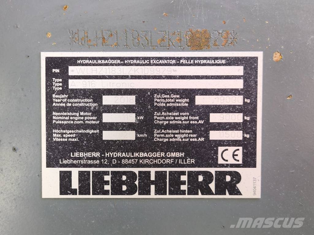Liebherr A 916 Litronic Wheeled excavators