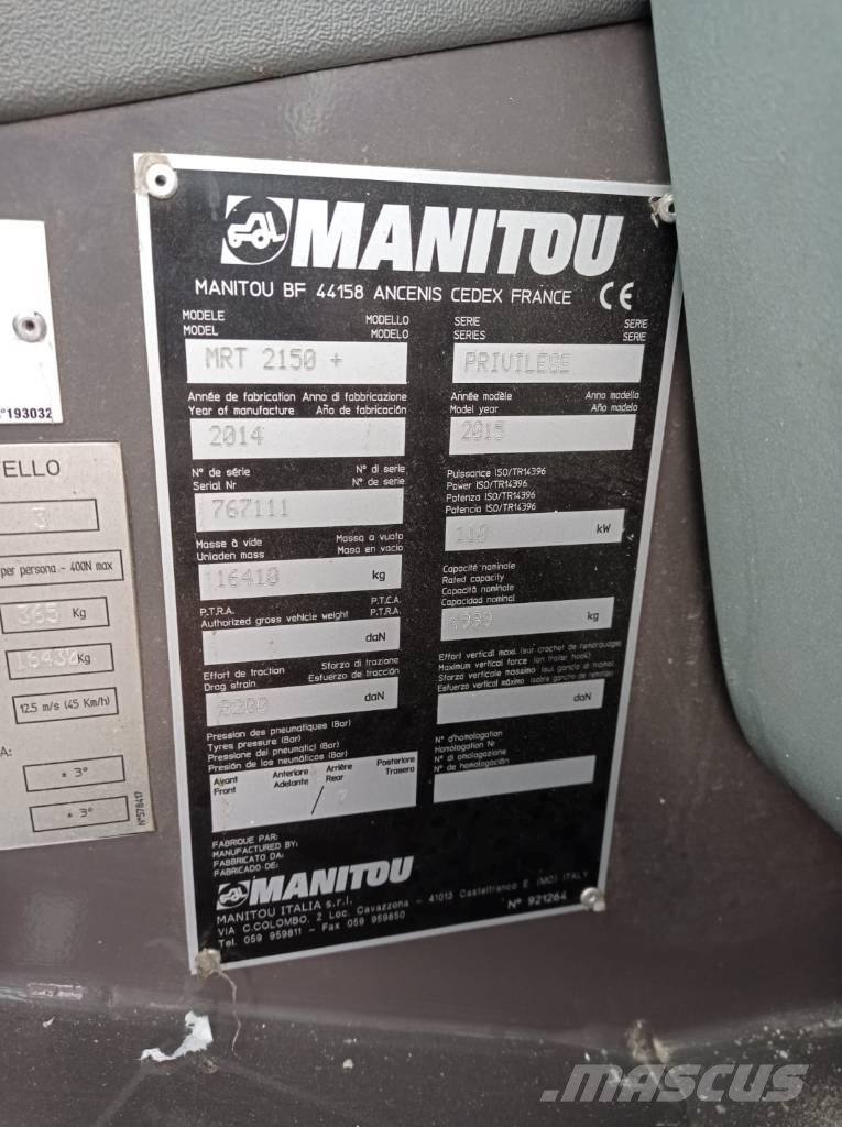 Manitou MRT 2150 Plus Privilege Telescopic handlers
