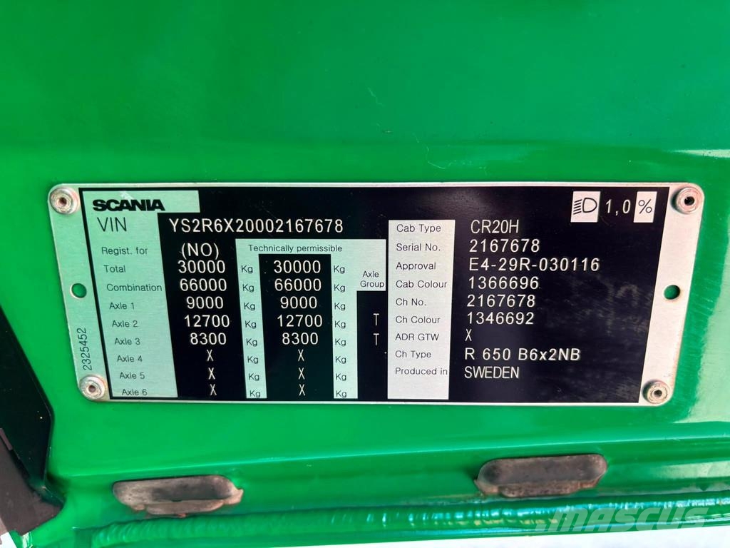 Scania R 650 6x2 JOAB L 21 ton / L=5600 mm / RETARDER Camiones polibrazo