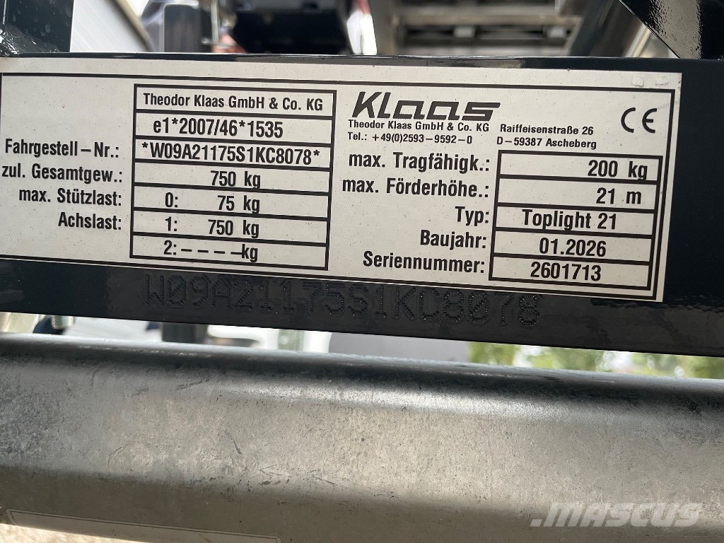 Klaas Toplight 21 BE Andere Arbeitsbühnen